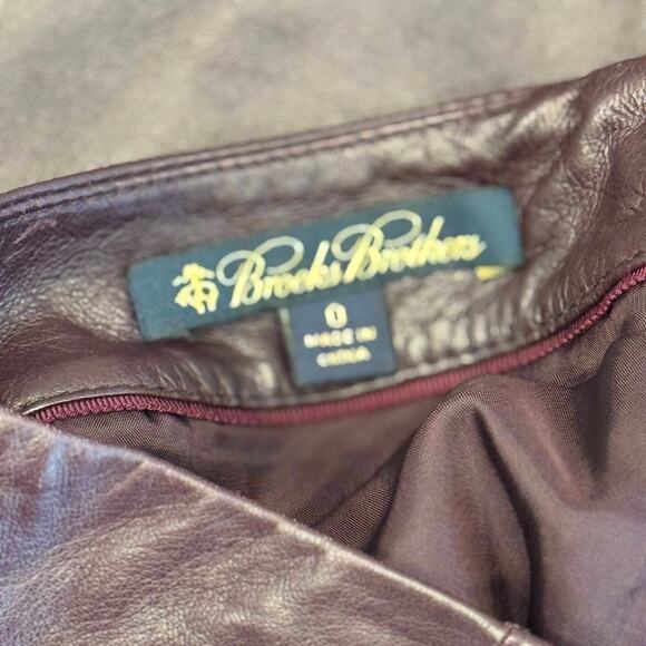 Brooks Brothers Leather Pencil Skirt Women’s Size 0 Burgundy Genuine Lined - Picture 16 of 16